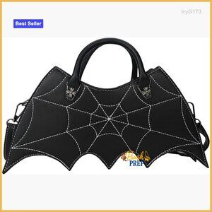 Medium PU Leather Bat Wing Spider Web Crossbody Shoulder Bag Satchel